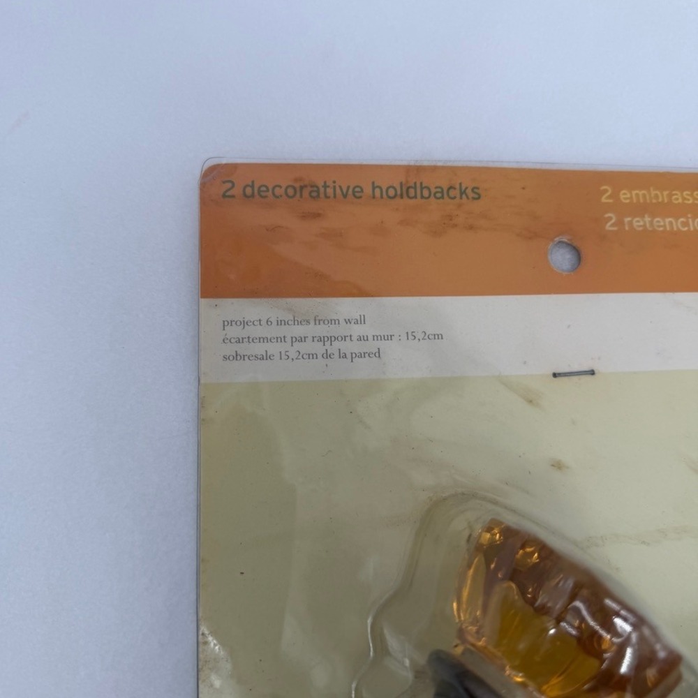 Martha Stewart Decorative Holdbacks Antique Brass Amber Glass Finial VTG NOS - Picture 4 of 13
